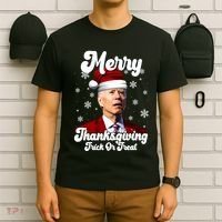 Santa Joe Biden Christmas Merry Thanksgiving Trick Or Treat T-Shirt thumb 6