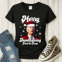 Santa Joe Biden Christmas Merry Thanksgiving Trick Or Treat Women's T-Shirt thumb 3