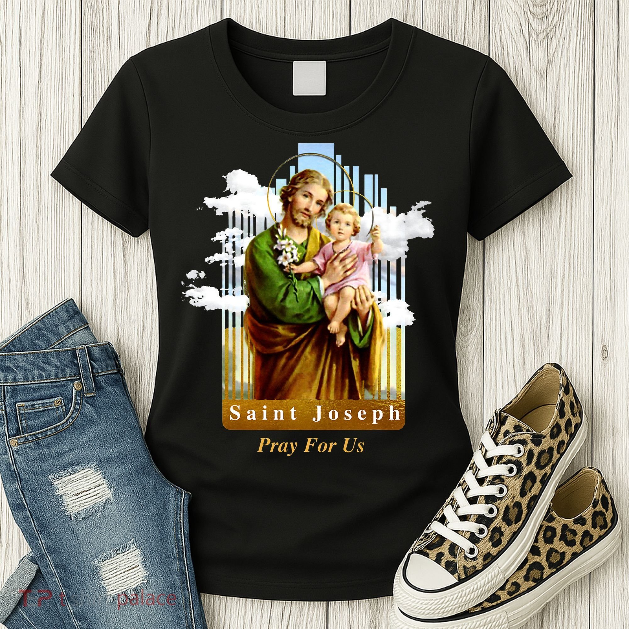 Saint Joseph Catholic Church St. Joseph With Infant Jesus Women's T-Shirt