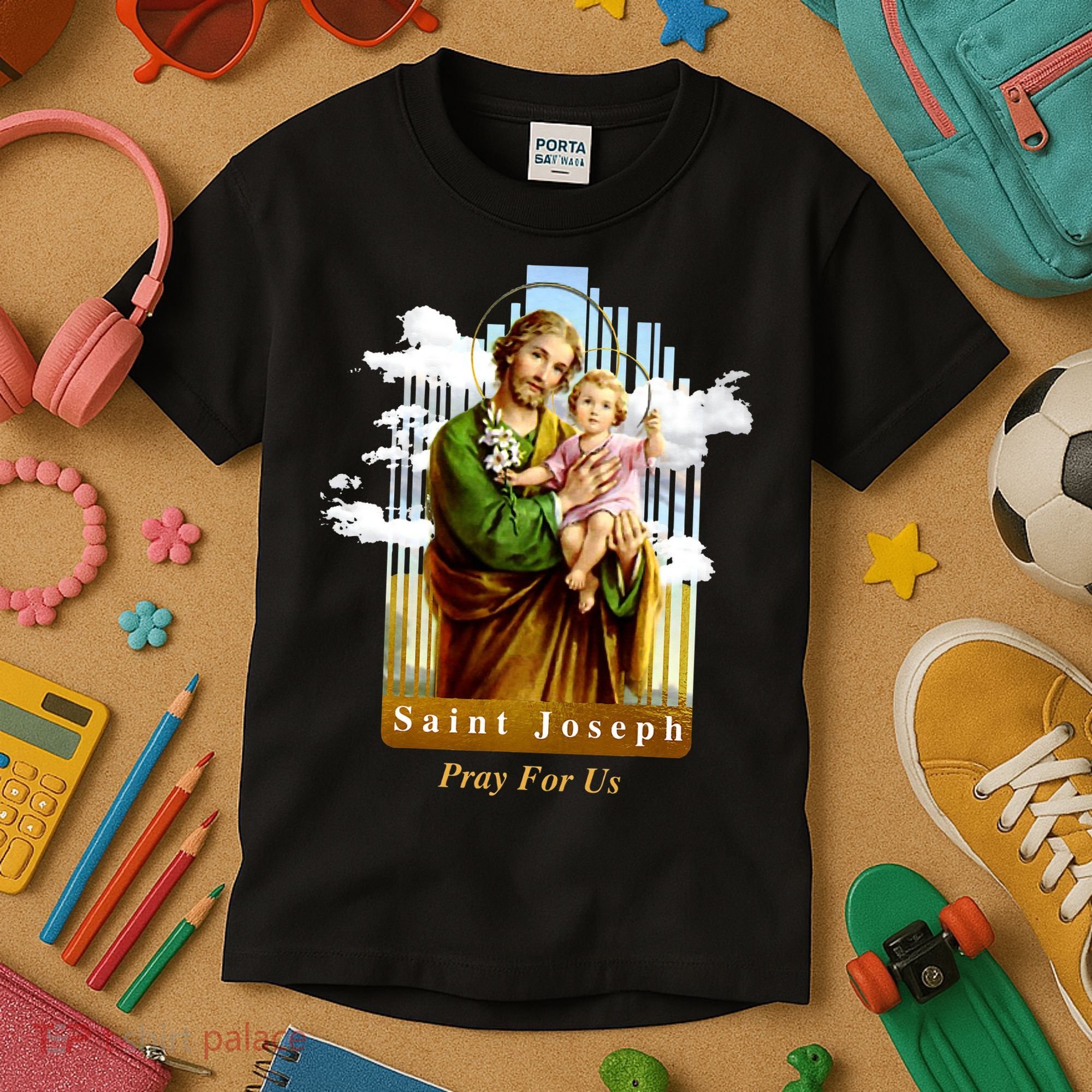 Saint Joseph Catholic Church St. Joseph With Infant Jesus Kids T-Shirt