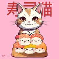 Sushi Japanese Cat Cute Gift Coaster thumb 2