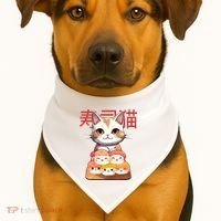 Sushi Japanese Cat Cute Gift USA-Made Doggie Bandana thumb 1