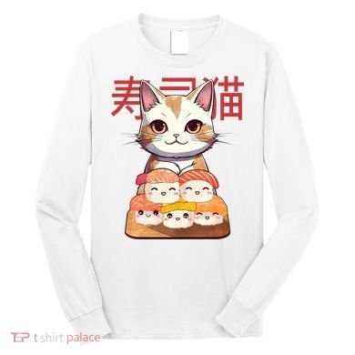 Sushi Japanese Cat Cute Gift Long Sleeve Shirt