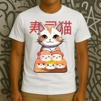 Sushi Japanese Cat Cute Gift T-Shirt thumb 3