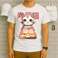 Sushi Japanese Cat Cute Gift T-Shirt thumb 6