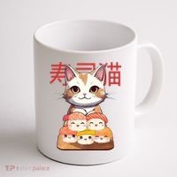 Sushi Japanese Cat Cute Gift Coffee Mug thumb 1