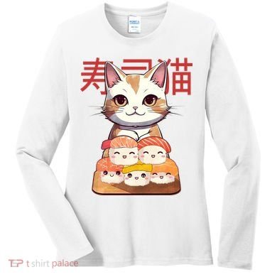 Sushi Japanese Cat Cute Gift Women's Long Sleeve Shirt