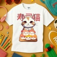 Sushi Japanese Cat Cute Gift Kids T-Shirt thumb 3
