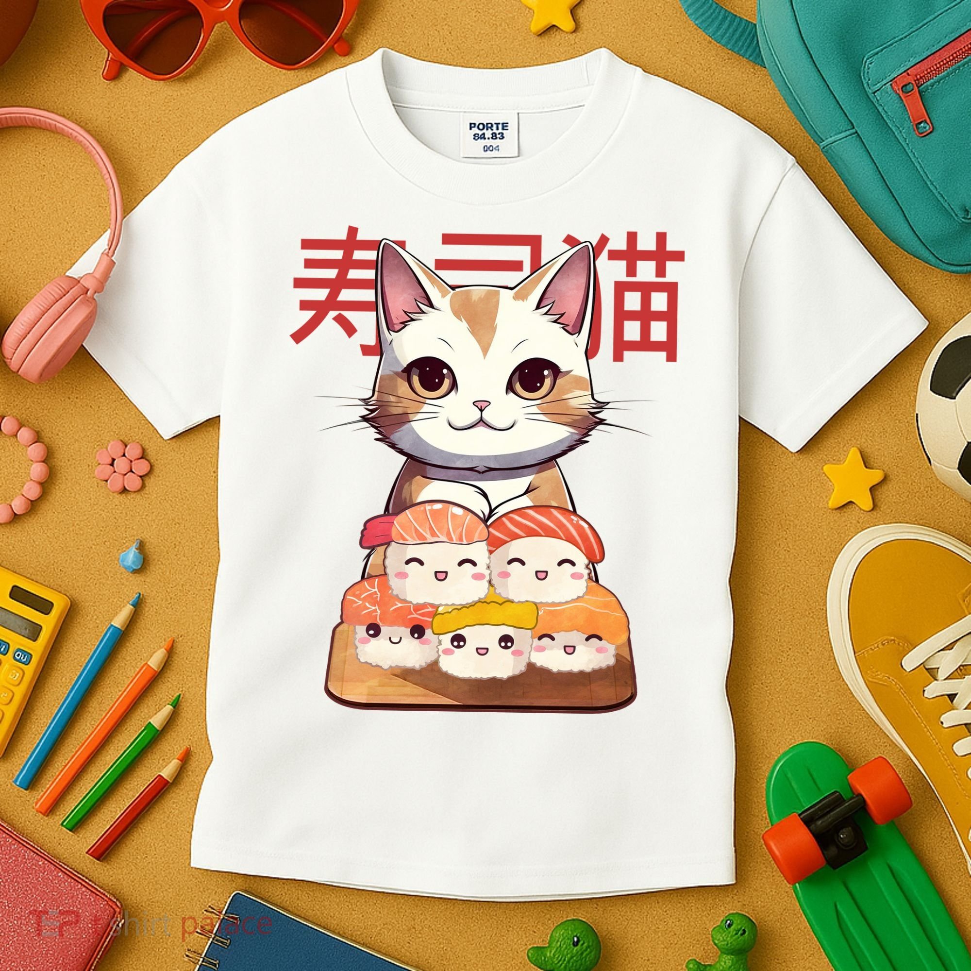 Sushi Japanese Cat Cute Gift Kids T-Shirt