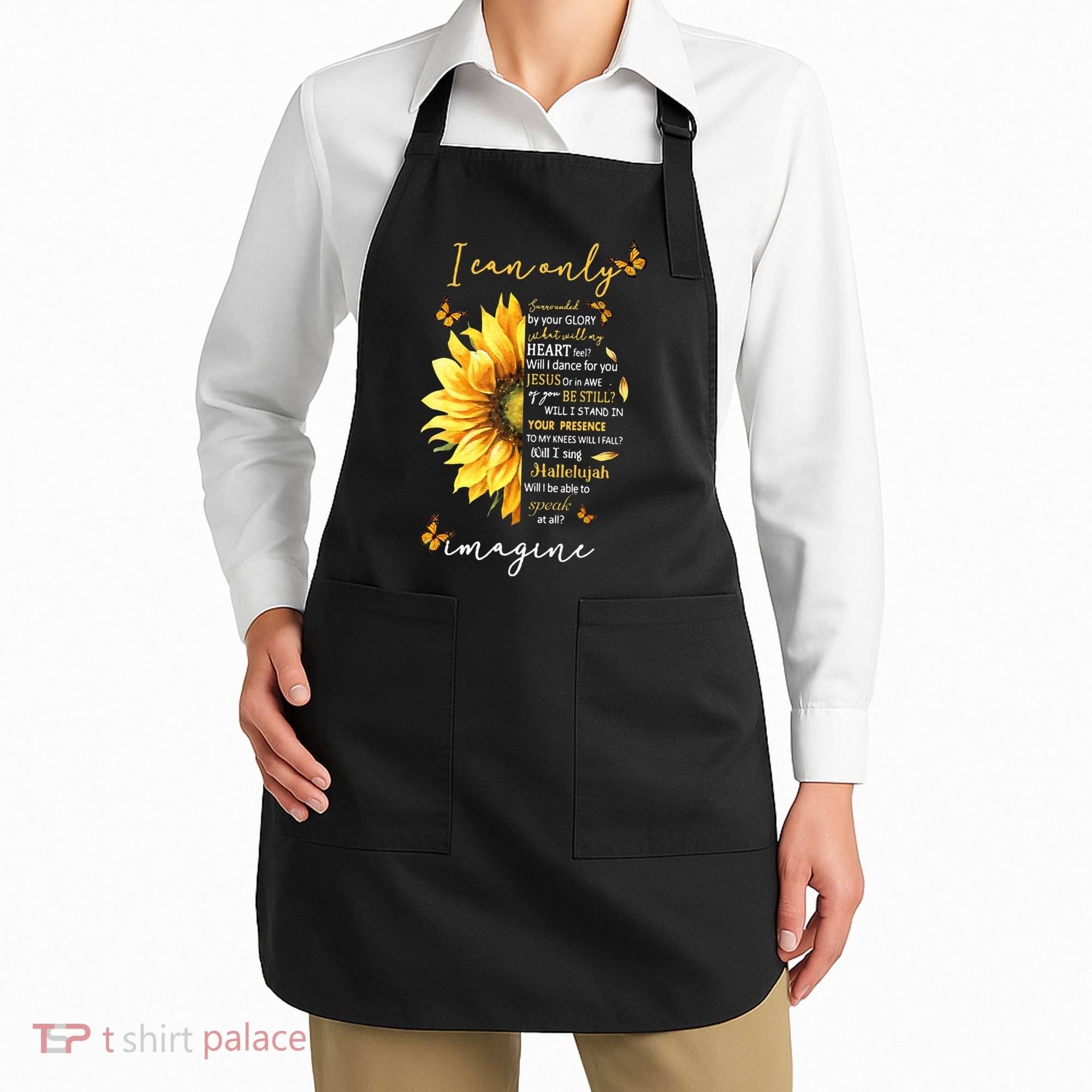 Sunflower Jesus Cross I Can Imagine Christian Religious Gift Apron