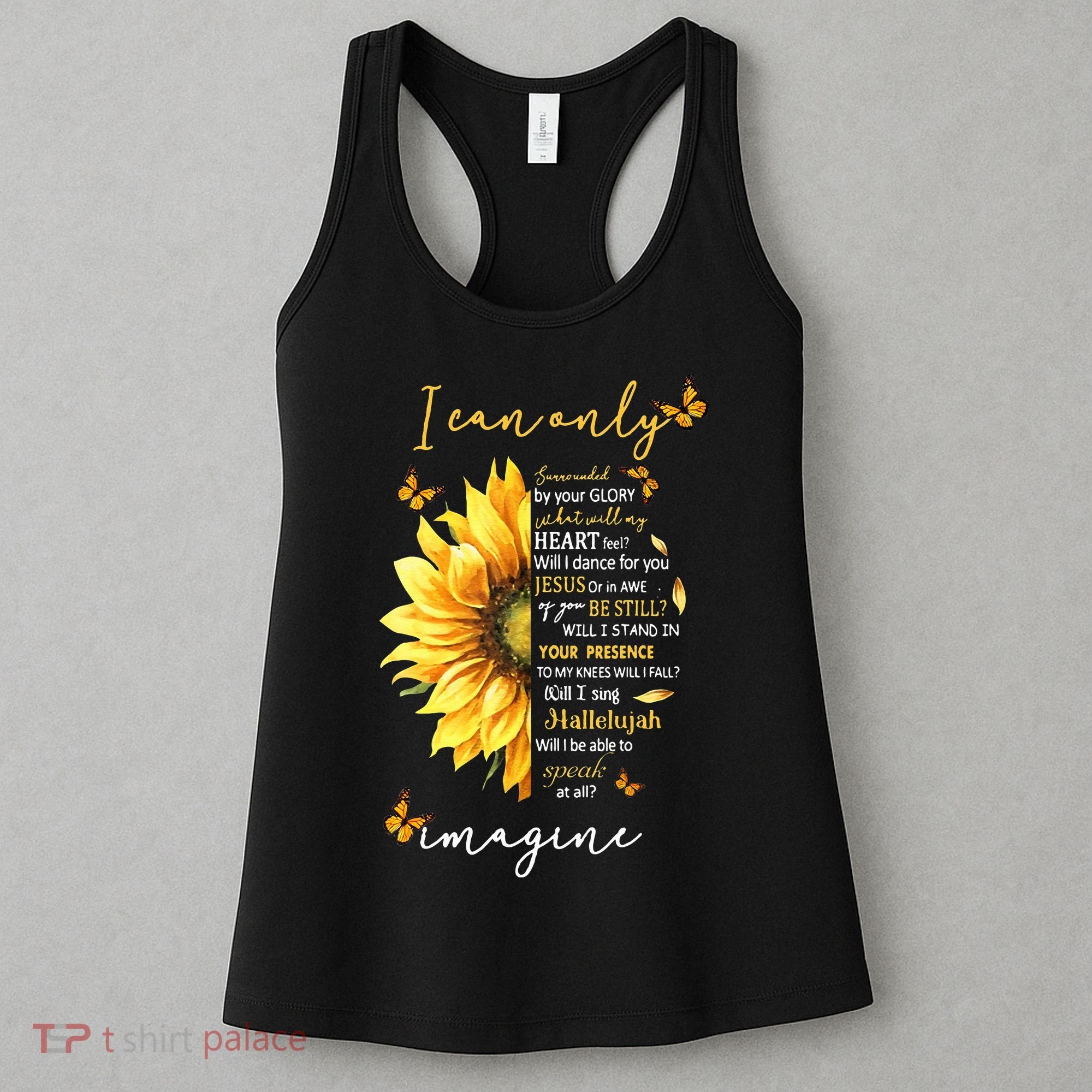 Sunflower Jesus Cross I Can Imagine Christian Religious Gift Women's Tank Top