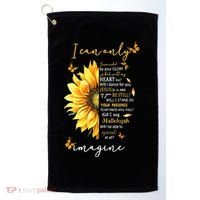 Sunflower Jesus Cross I Can Imagine Christian Religious Gift Golf Towel thumb 0