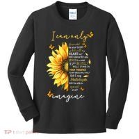 Sunflower Jesus Cross I Can Imagine Christian Religious Gift Kids Long Sleeve Shirt thumb 0