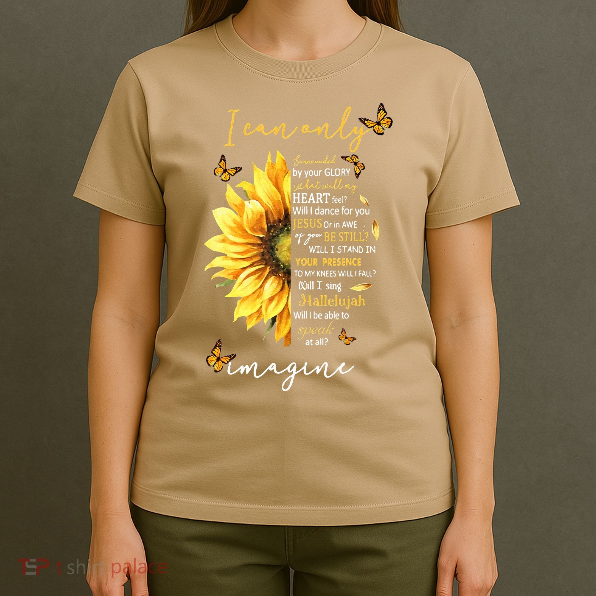 Sunflower Jesus Cross I Can Imagine Christian Religious Gift T-Shirt