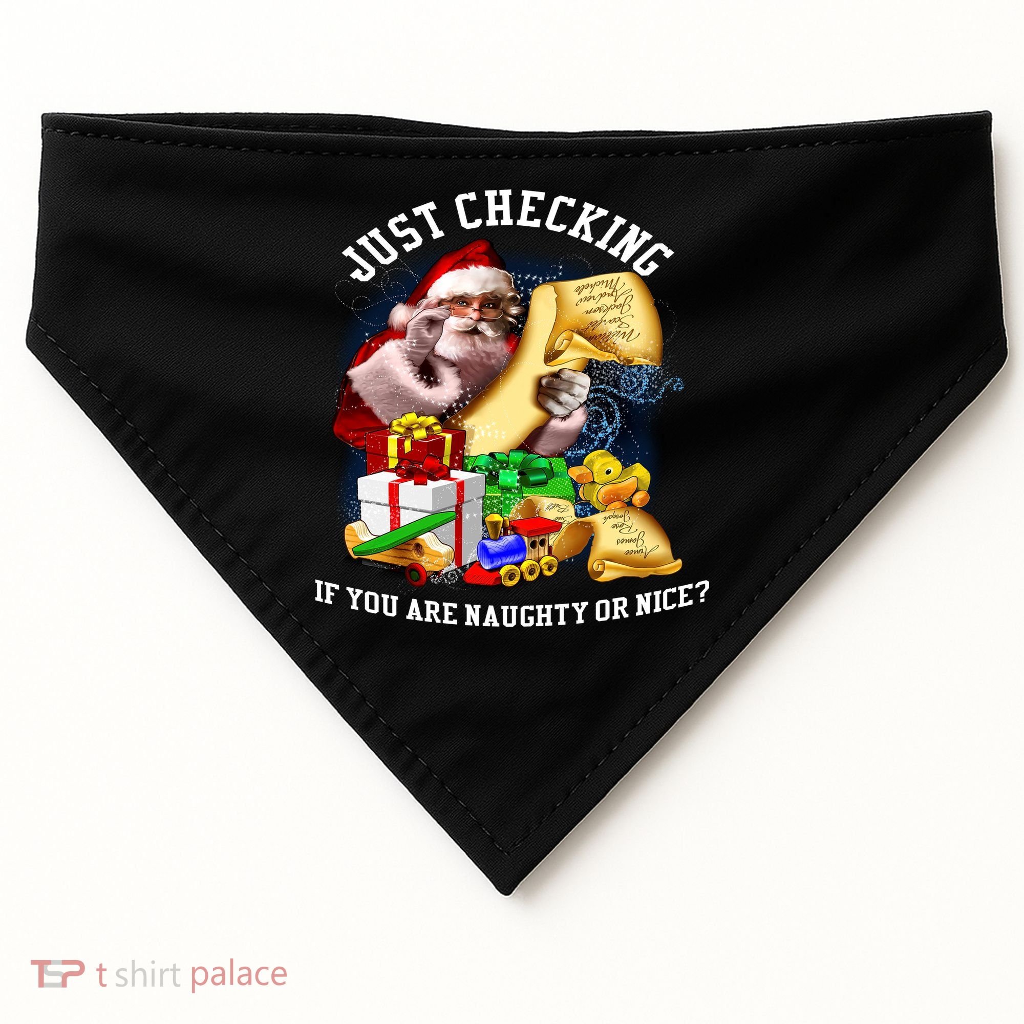 Santa Just Checking If You Are Naughty Or Nice USA-Made Doggie Bandana