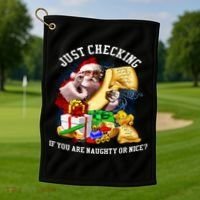 Santa Just Checking If You Are Naughty Or Nice Golf Towel thumb 1