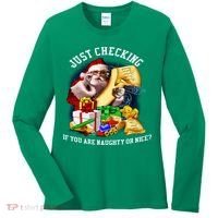 Santa Just Checking If You Are Naughty Or Nice Women's Long Sleeve Shirt thumb 0