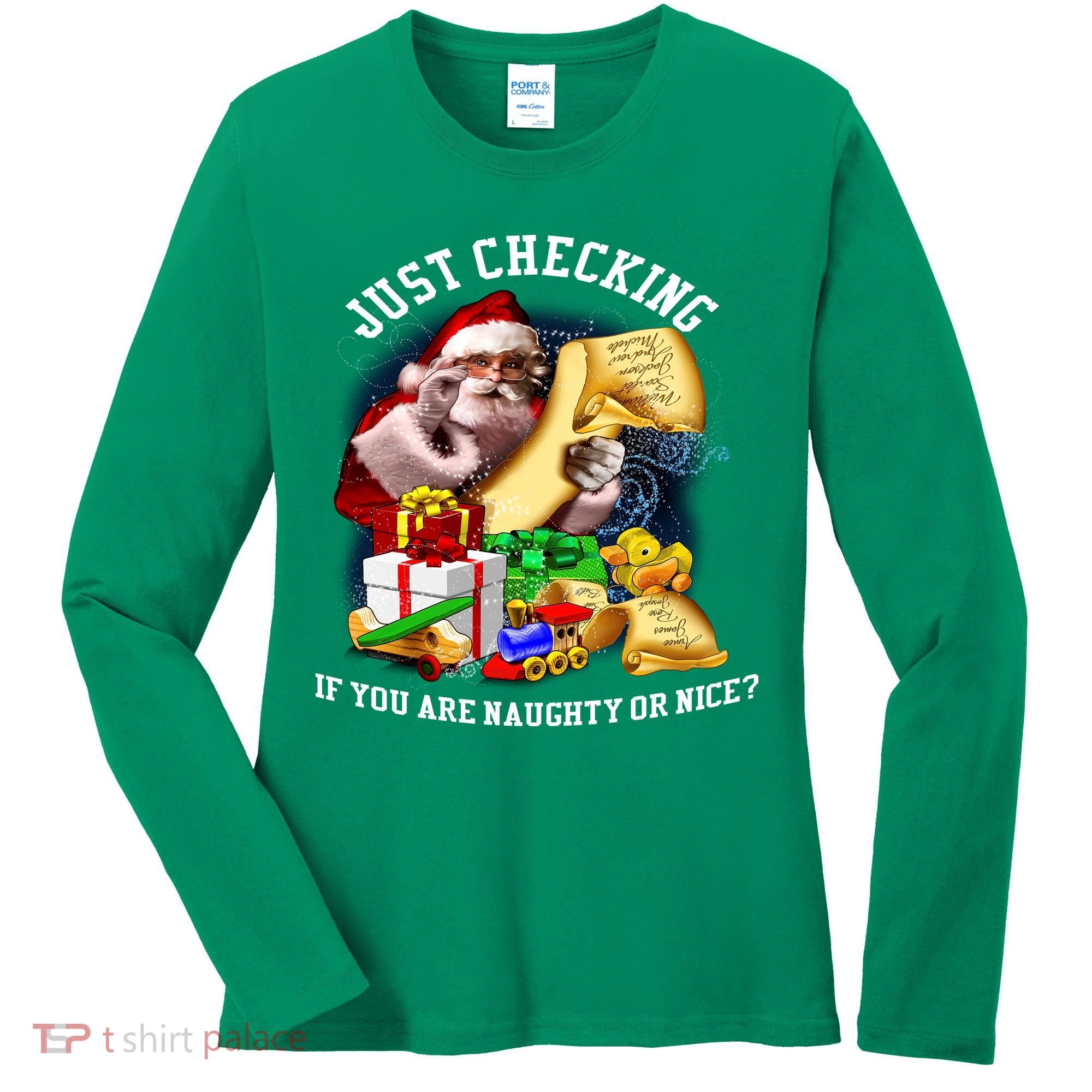 Santa Just Checking If You Are Naughty Or Nice Women's Long Sleeve Shirt