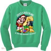 Santa Just Checking If You Are Naughty Or Nice Kids Sweatshirt thumb 0