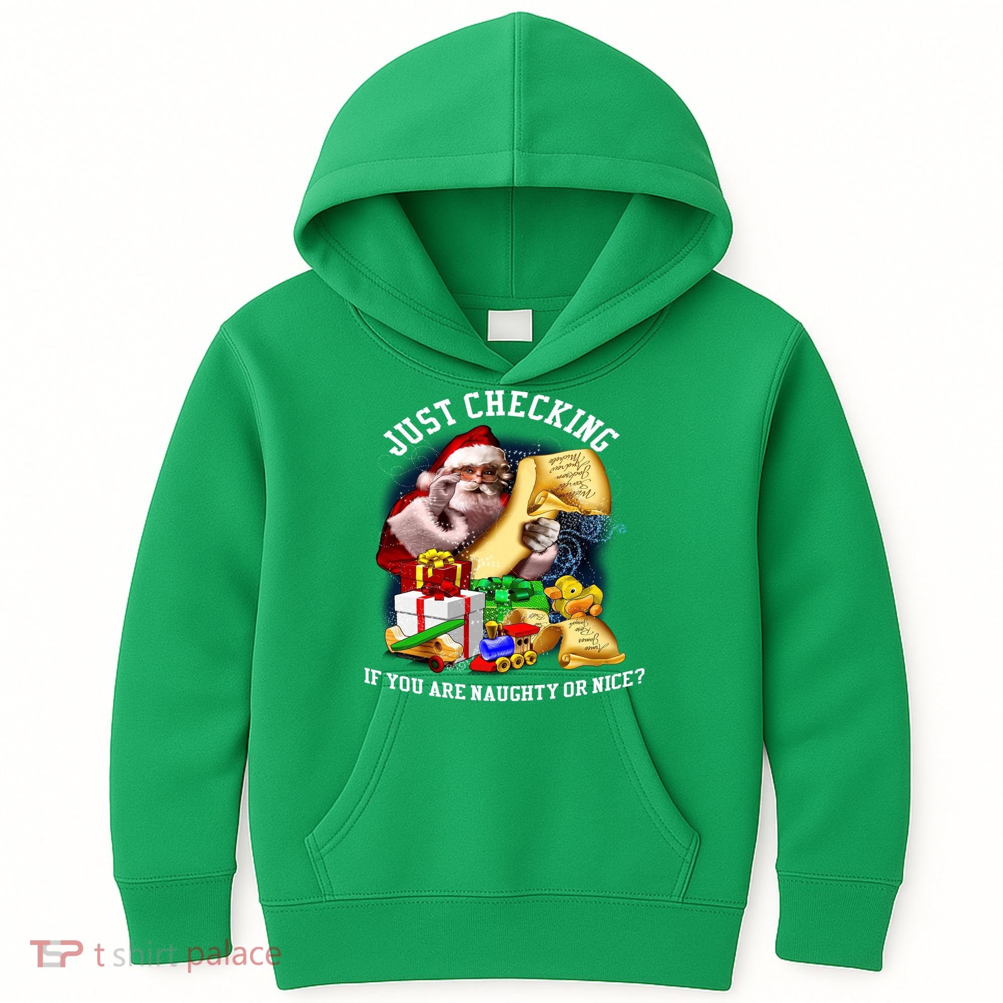 Santa Just Checking If You Are Naughty Or Nice Kids Hoodie