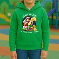 Santa Just Checking If You Are Naughty Or Nice Kids Hoodie thumb 3
