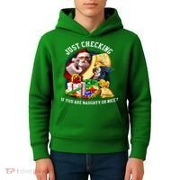 Santa Just Checking If You Are Naughty Or Nice Kids Hoodie thumb 4