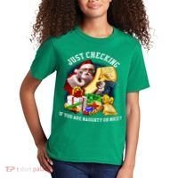 Santa Just Checking If You Are Naughty Or Nice Kids T-Shirt thumb 2