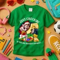 Santa Just Checking If You Are Naughty Or Nice Kids T-Shirt thumb 3
