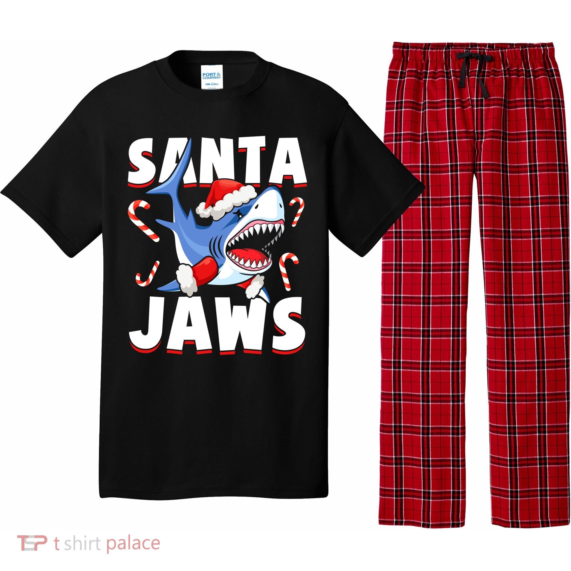 Santa Jaws Funny Christmas Shark Gift Cool Gift Pajama Set