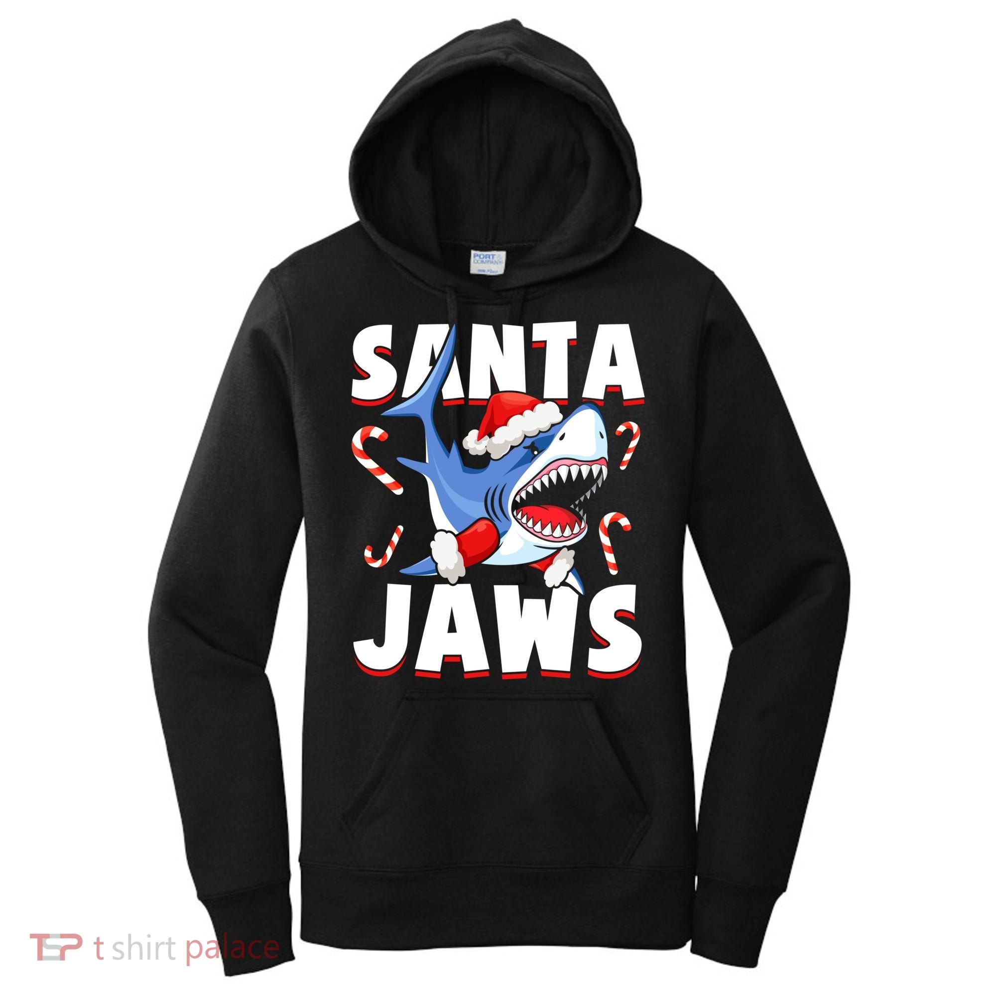 Santa Jaws Funny Christmas Shark Gift Cool Gift Women's Hoodie