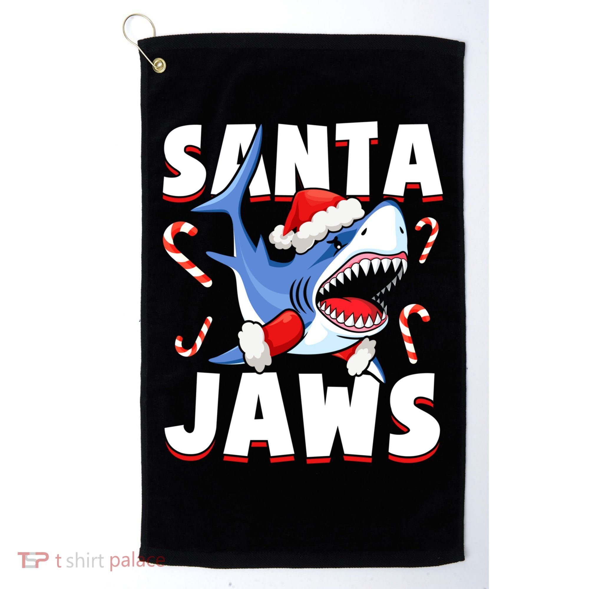 Santa Jaws Funny Christmas Shark Gift Cool Gift Golf Towel