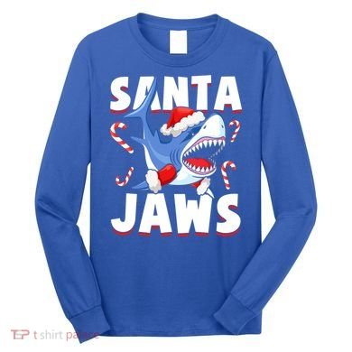 Santa Jaws Funny Christmas Shark Gift Cool Gift Long Sleeve Shirt