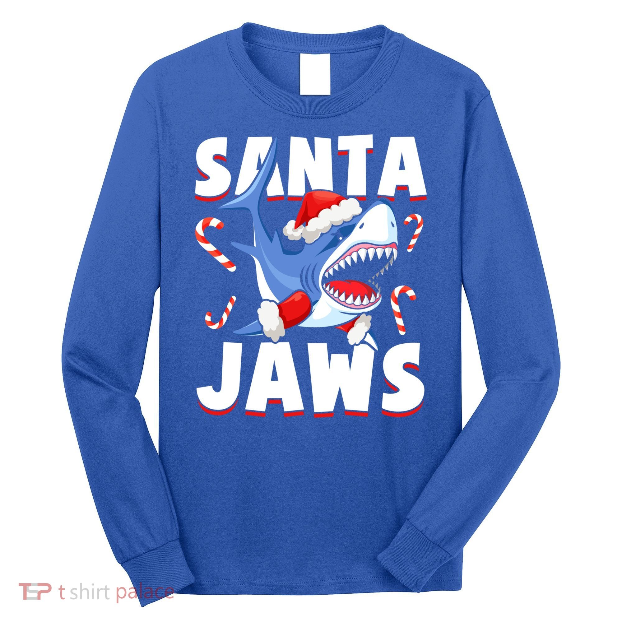Santa Jaws Funny Christmas Shark Gift Cool Gift Long Sleeve Shirt
