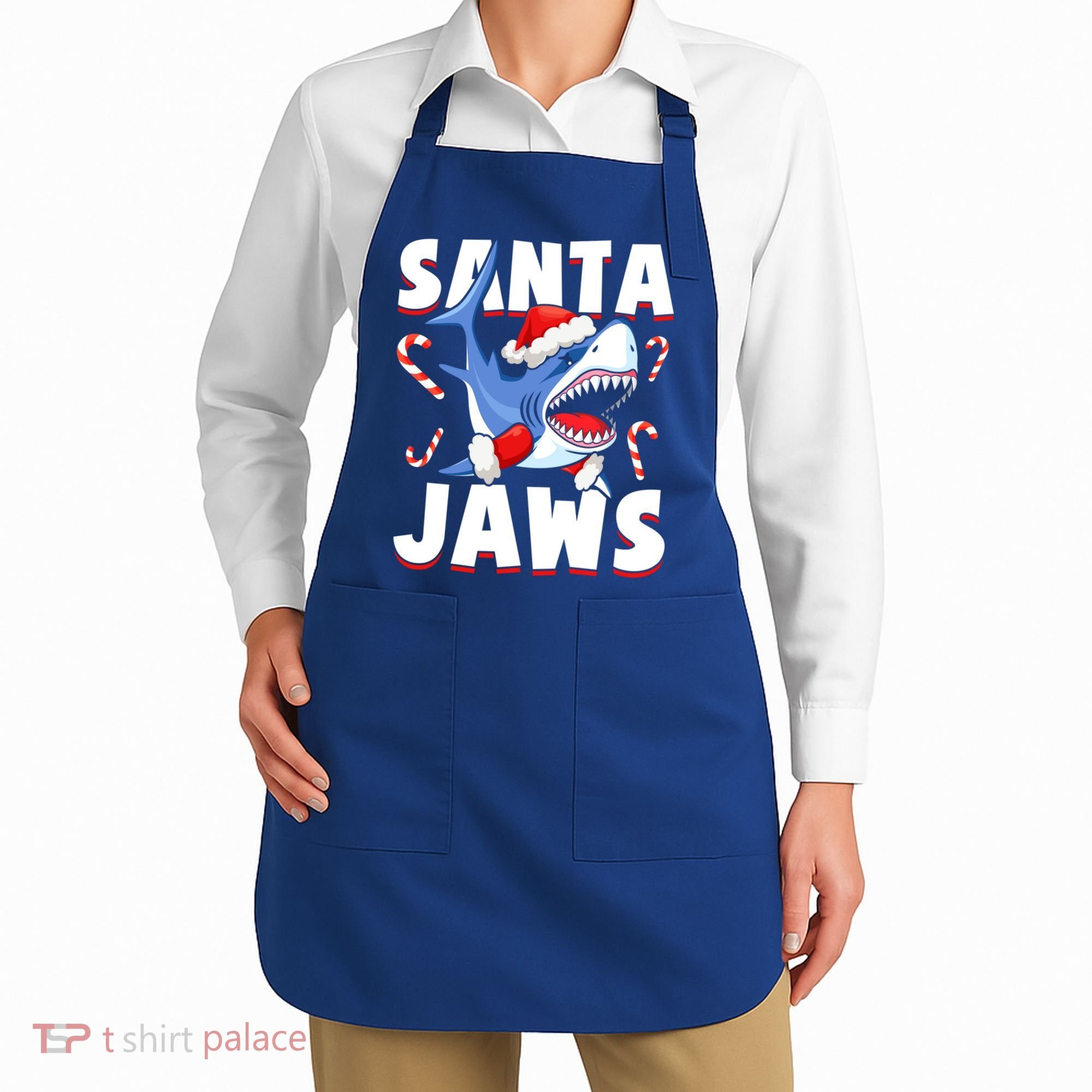 Santa Jaws Funny Christmas Shark Gift Cool Gift Apron