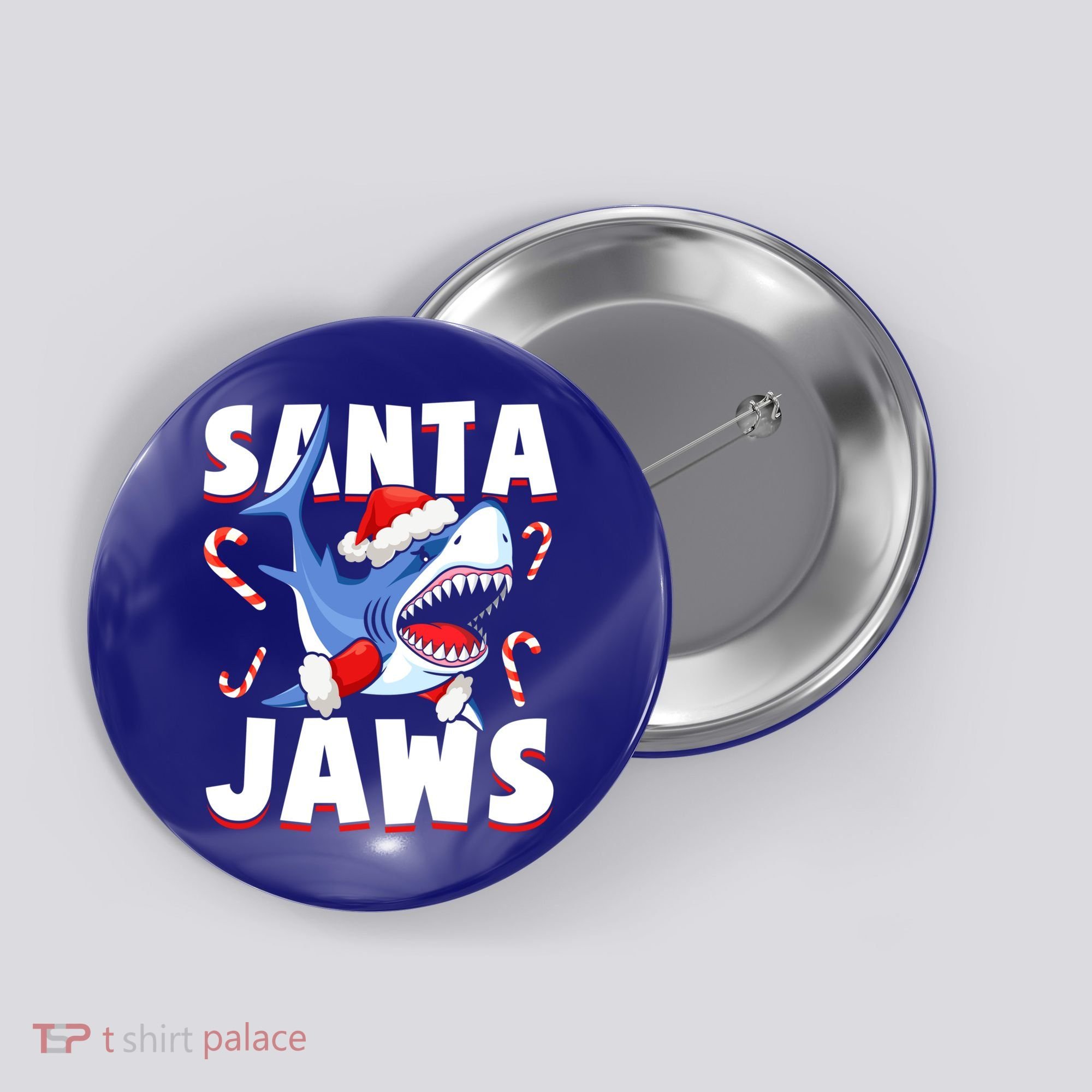 Santa Jaws Funny Christmas Shark Gift Cool Gift Button