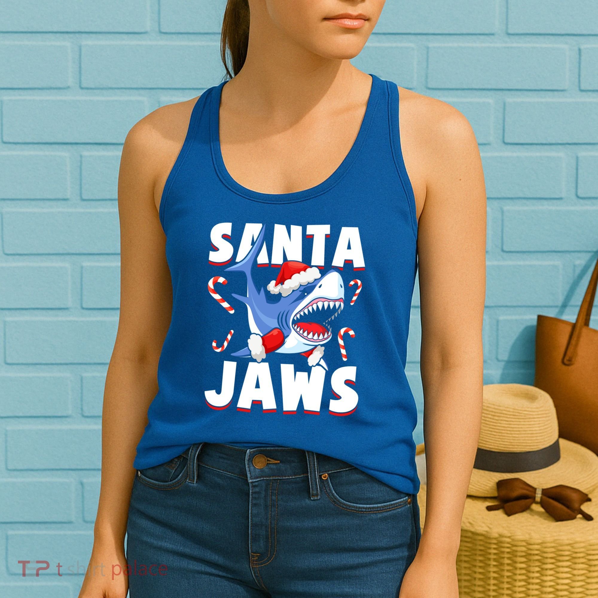 Santa Jaws Funny Christmas Shark Gift Cool Gift Women's Tank Top