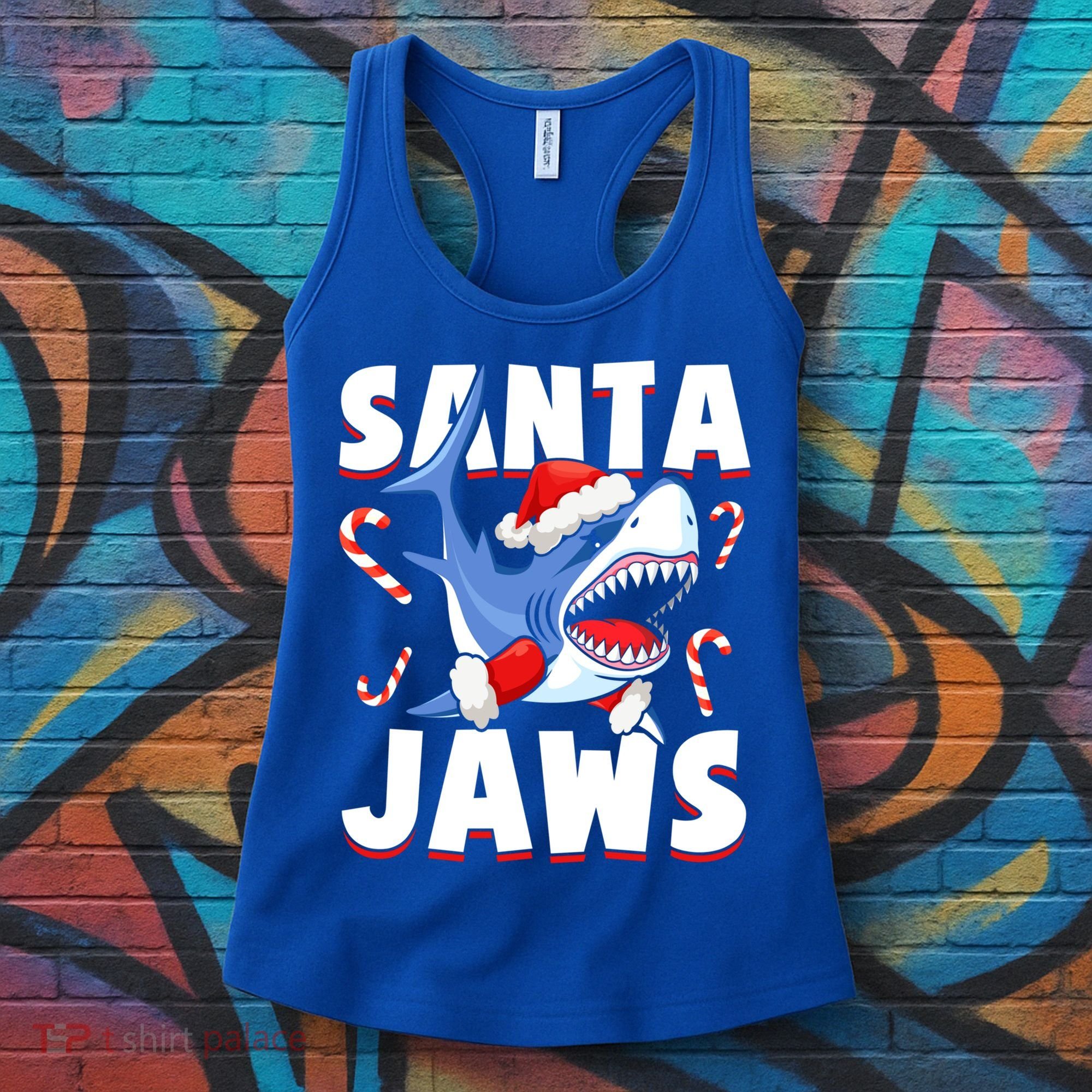 Santa Jaws Funny Christmas Shark Gift Cool Gift Women's Tank Top
