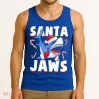 Santa Jaws Funny Christmas Shark Gift Cool Gift Tank Top thumb 3
