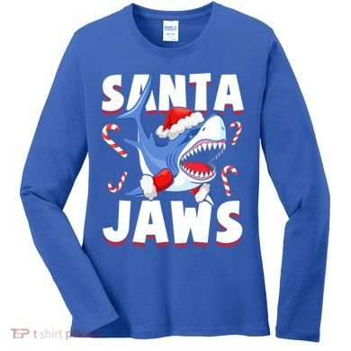Santa Jaws Funny Christmas Shark Gift Cool Gift Women's Long Sleeve Shirt