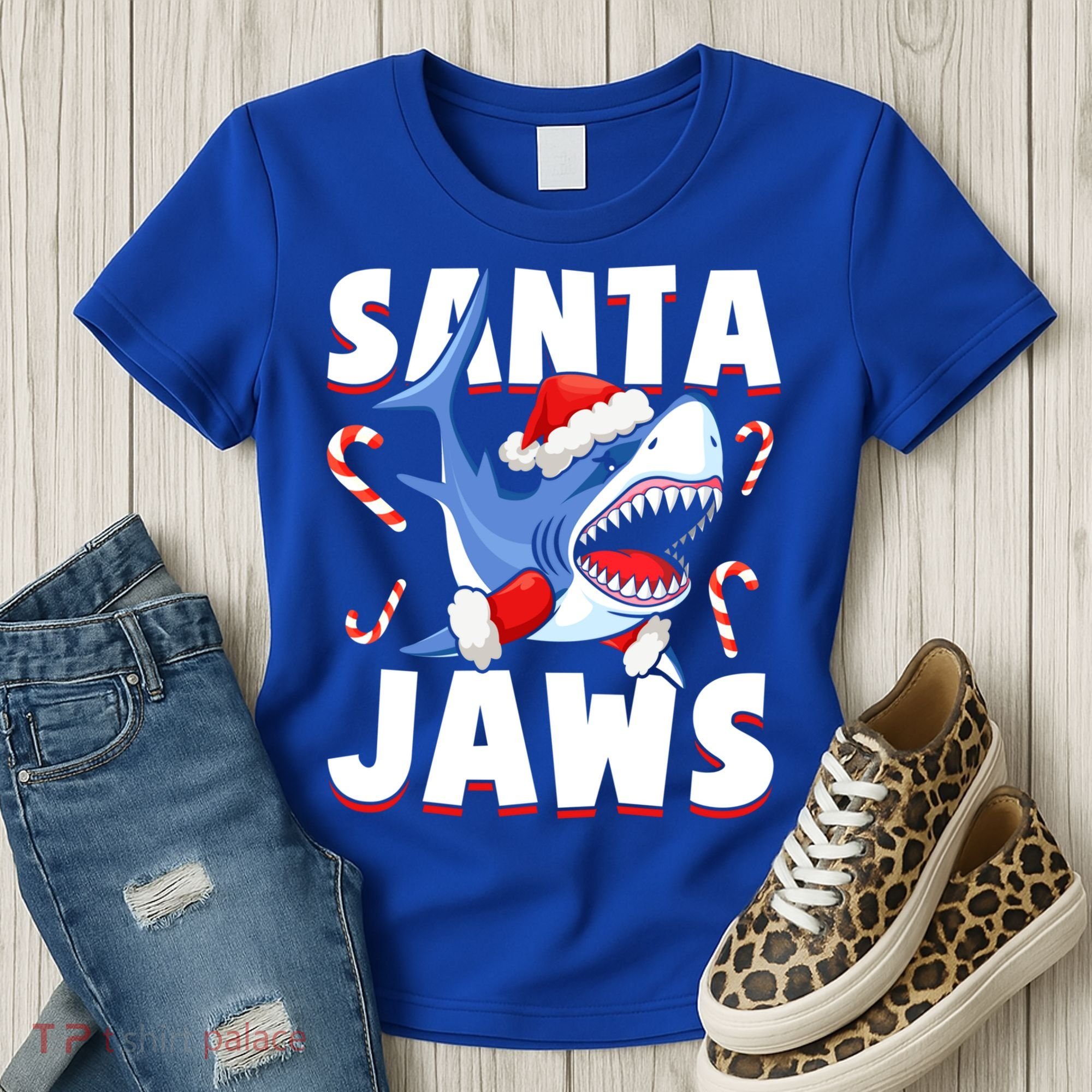 Santa Jaws Funny Christmas Shark Gift Cool Gift Women's T-Shirt