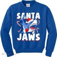 Santa Jaws Funny Christmas Shark Gift Cool Gift Kids Sweatshirt thumb 0