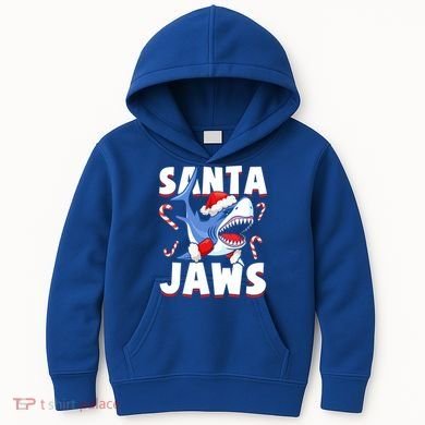 Santa Jaws Funny Christmas Shark Gift Cool Gift Kids Hoodie