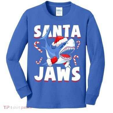 Santa Jaws Funny Christmas Shark Gift Cool Gift Kids Long Sleeve Shirt