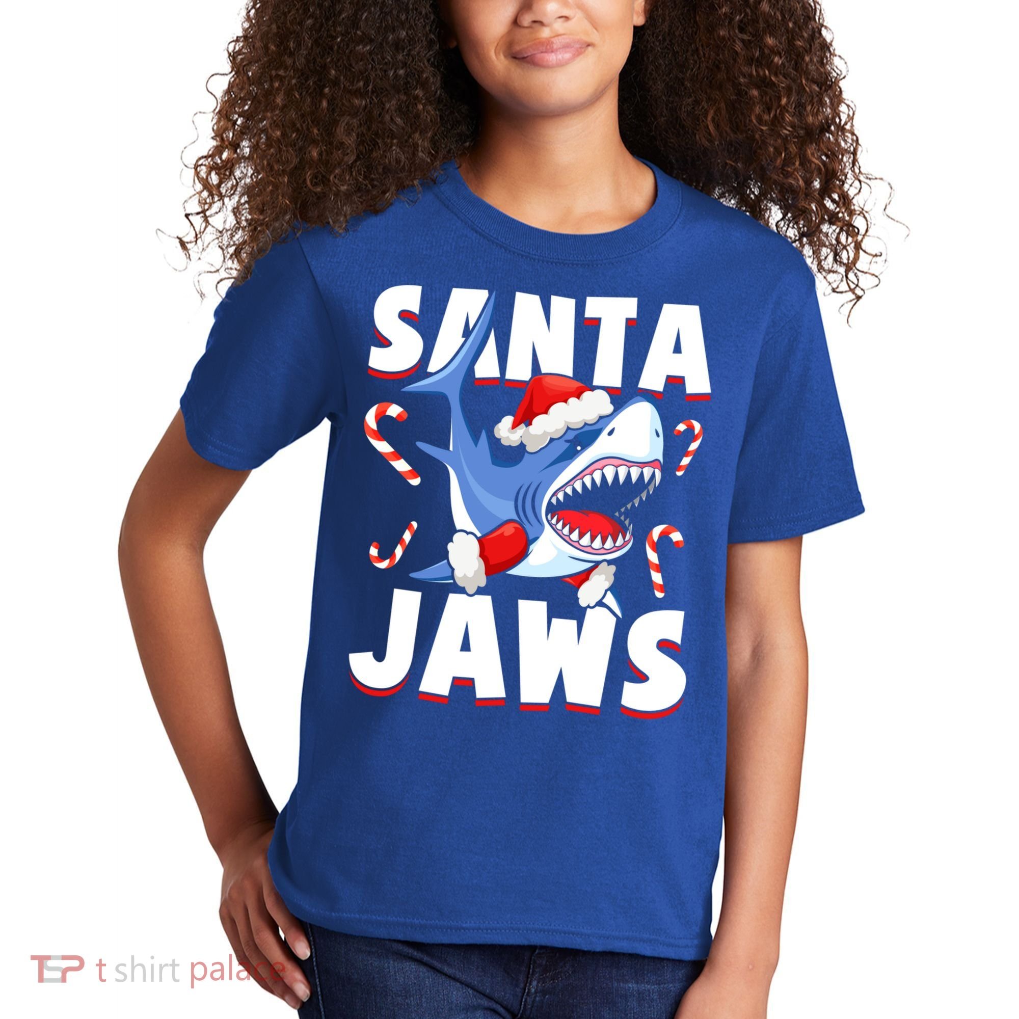 Santa Jaws Funny Christmas Shark Gift Cool Gift Kids T-Shirt