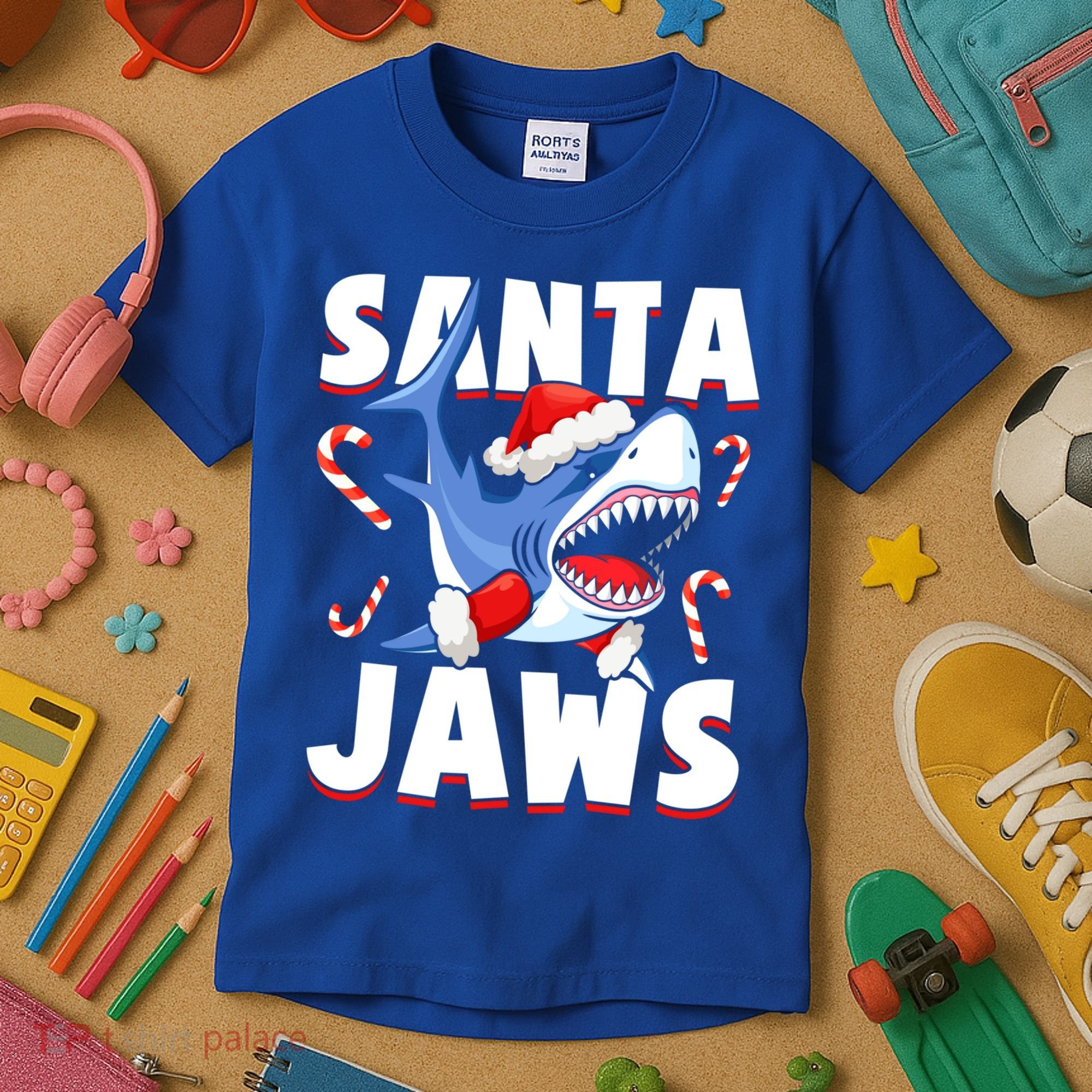 Santa Jaws Funny Christmas Shark Gift Cool Gift Kids T-Shirt