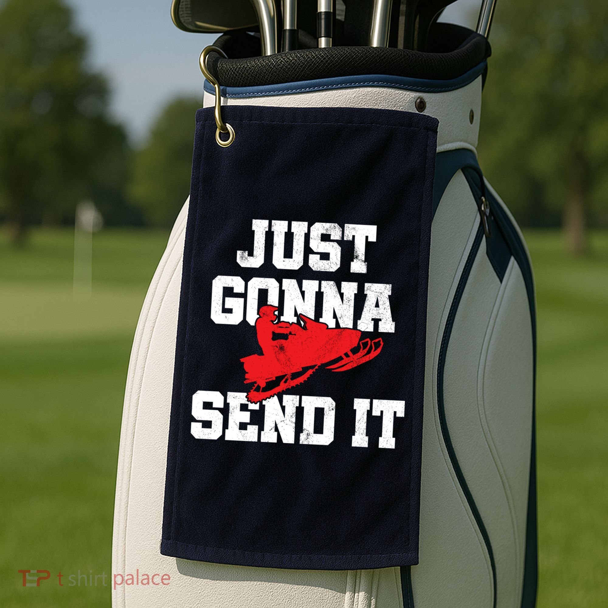 Snowmobile Just Gonna Send It Funny Freestyle Motor Sled Golf Towel