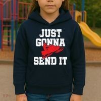 Snowmobile Just Gonna Send It Funny Freestyle Motor Sled Kids Hoodie thumb 3