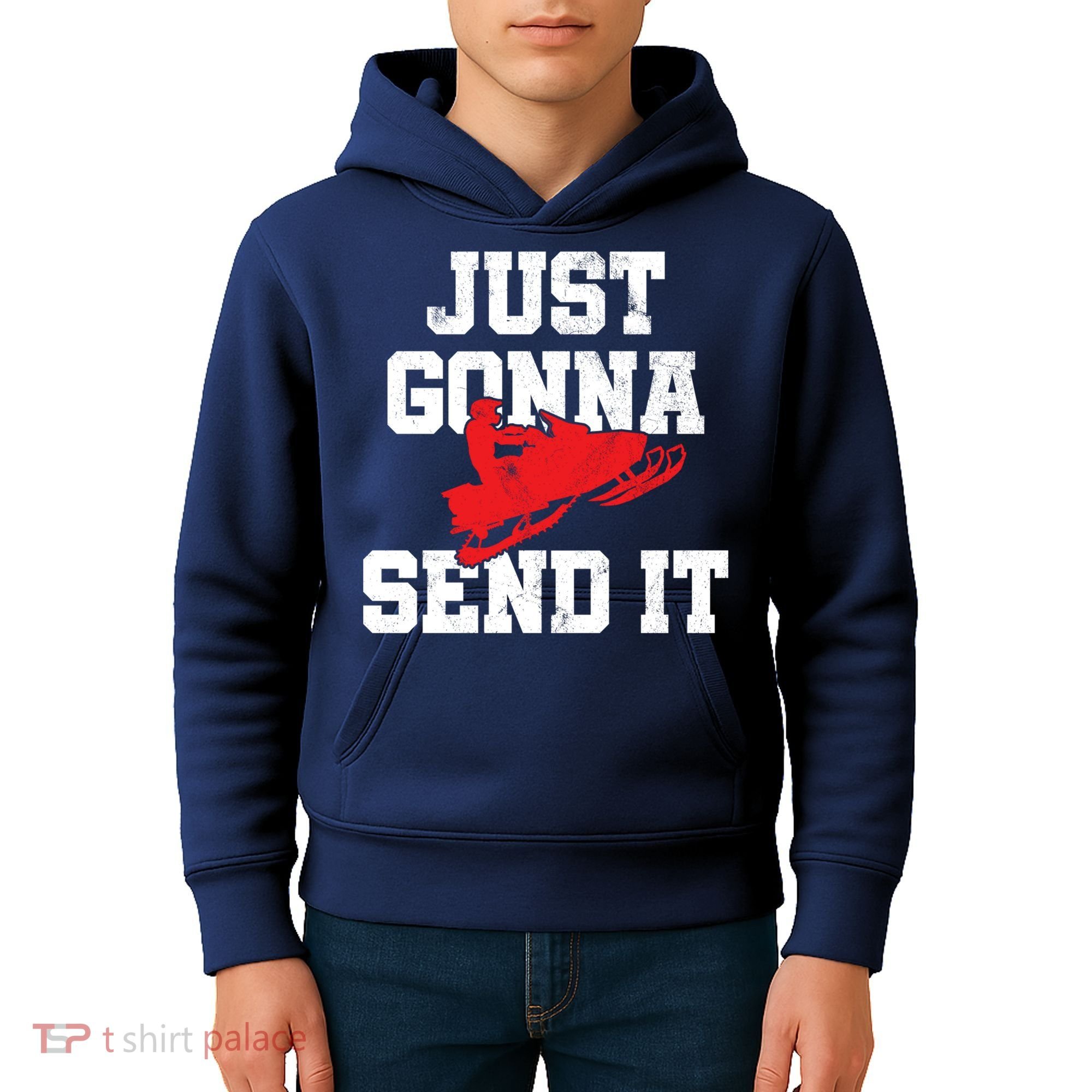 Snowmobile Just Gonna Send It Funny Freestyle Motor Sled Kids Hoodie
