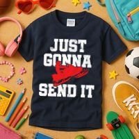 Snowmobile Just Gonna Send It Funny Freestyle Motor Sled Kids T-Shirt thumb 3