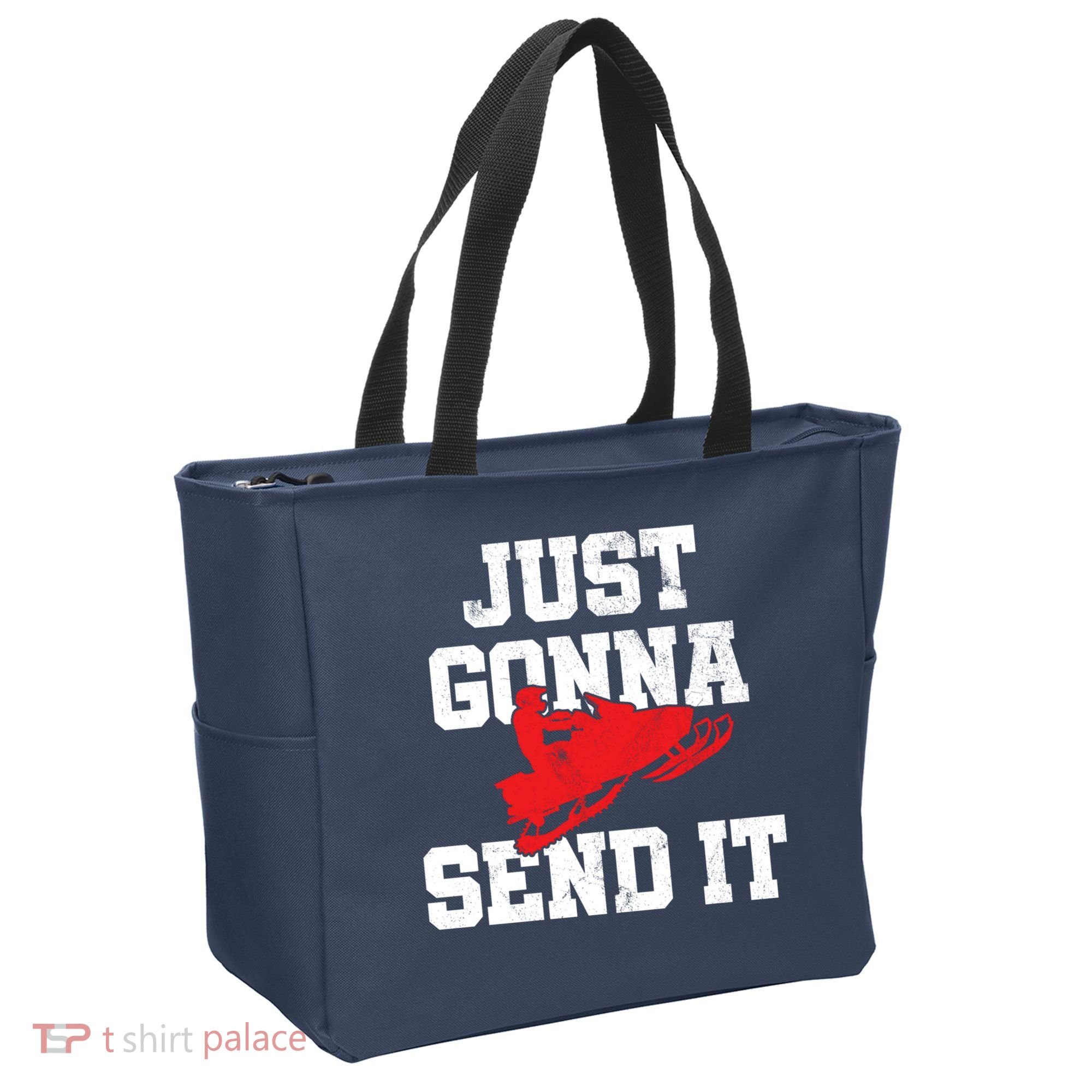 Snowmobile Just Gonna Send It Funny Freestyle Motor Sled Tote Bag